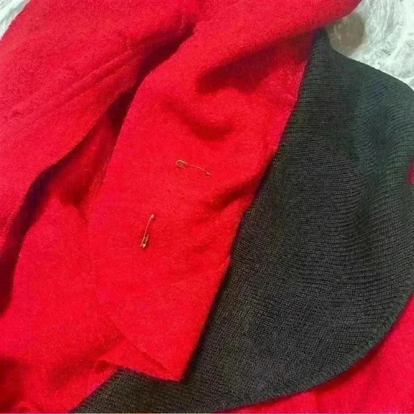 Vintage Mandal Bay wool blend Coat XXL pleated shawl collar pockets Flower Front - Picture 6 of 10